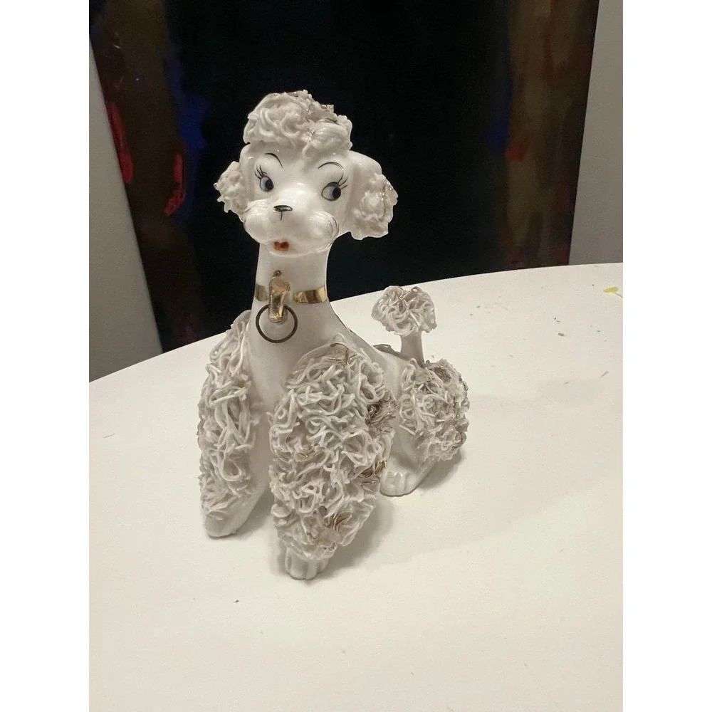 Vintage 1950's Lefton Poodle Figurine Gold Spaghetti